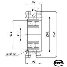 Rolka fi.52mm tworzywowa profilowana uoyskowana   C52/10/15