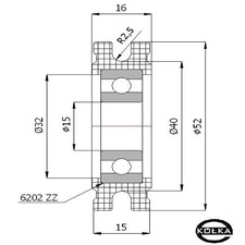 Rolka fi.52mm tworzywowa profilowana uoyskowana   C52/5/15