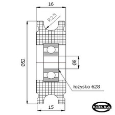 Rolka fi.52mm tworzywowa profilowana uoyskowana   C52/6/8