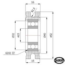 Rolka fi.52mm tworzywowa profilowana uoyskowana    C52/5 