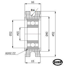 Rolka fi.52mm tworzywowa profilowana uoyskowana   C52/8/15