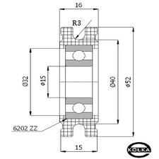 Rolka fi.52mm tworzywowa profilowana uoyskowana   C52/6/15