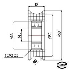 Rolka fi.59mm tworzywowa profilowana uoyskowana    C59/16