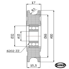 Rolka fi.80mm tworzywowa profilowana uoyskowana    C80/10/15