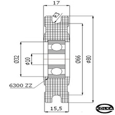 Rolka fi.80mm tworzywowa profilowana uoyskowana  C80/6 