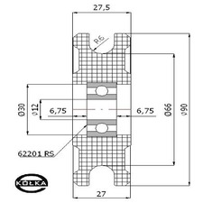 Rolka fi.90mm tworzywowa profilowana uoyskowana   C90/12