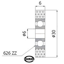 Rolka poliuretanowa z �o�yskiem fi. 30mm          RP-30-6/6