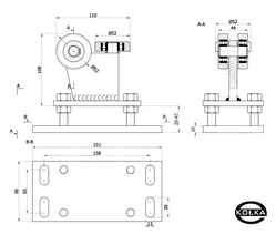 Wzek stay 3-rolkowy, metalowy z reg.wysokoci         R-3M-60