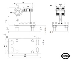 Wzek 3 rolkowy, stay z regulacj wysokoci      R-3MM-50/55