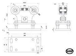 Wzek wahliwy 5-rolkowy, metal z reg.wysokoci         WR-5M-60