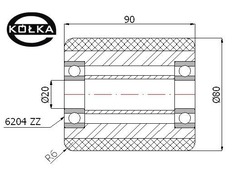 Rolka alu-gum fi. 80mm, szer. 90mm RAG-80-90