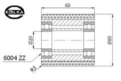 Rolka alum.-poliuretan fi.60mm/szer.60mm RAP-60-60