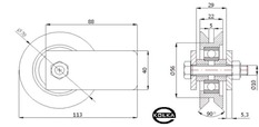 Rolka jezdna fi.79 mm do bram szynowych na ktownik z mocowaniem
