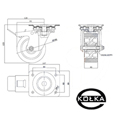 Koo fi.100mm alum.-poliuretanowe z hamulcem    A15PWH