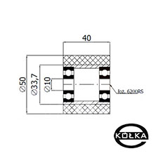 Rolka alum.-poliuretan fi.50mm/szer.40mm RAP-50-40