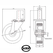 Koo fi.160mm alum.-poliuretanowe w obud. z trzpieniem   A44P*25