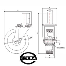 Koo fi.160mm alum.-poliuretanowe w obud. z trzpieniem   A44P*27