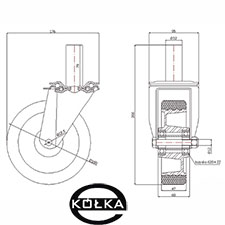 Koo fi.160mm alum.-poliuretanowe w obud. z trzpieniem   A44P*32