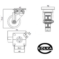 Koo meblowe fi.50mm tworzywowe M52B