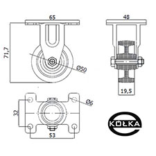 Koo meblowe fi.50mm tworzywowe w obud.staej M53B