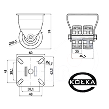 Koo meblowe fi.50mm tworzywowe stae TANDEM M53B2