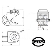 Koo meblowe fi.50mm tworzywowo-gumowe  M57T2