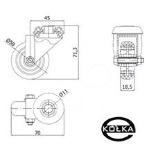 Koo meblowe fi.50mm tworzywowo-gumowe     M57T