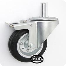Koła metalowo-gumowe fi.80mm z trzpieniem i hamulcem 7H*M10