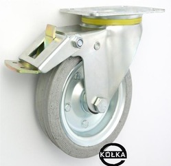 Koło metalowo-gumowe fi.160mm obudowa skrętna z hamulcem 45NSWH