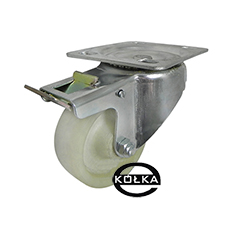 Koło tworzywowe fi.80mm (do 130*C) skrętne z hamulcem 6BEH