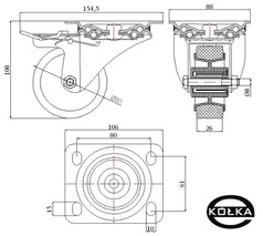 Koo fi.80mm w obud. skrtnej nierdzewnej z hamulcem 6TXH