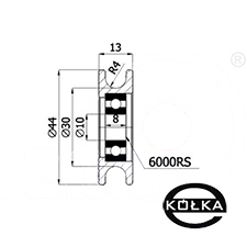 Rolka metalowa fi. 44mm o. kulkowe         CM44/8