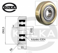 Rolka metalowa fi. 68,5mm do bram uoyskowana       R-68,5-M