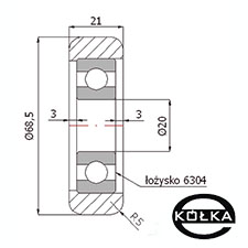 Rolka metalowa fi. 68,5mm do rolki najazdu       RN-68,5/70