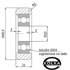 Rolka metalowa fi. 68,5mm do rolki najazdu       RN-68,5/80