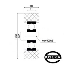 Rolka poliuretanowa z oyskiem fi. 55mm        RP-55-18/10