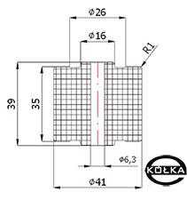 Rolka tworzywowa prosta fi. 41mm       RB-41-35/6