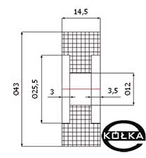 Rolka tworzywowa prosta fi. 41mm       RB-43W