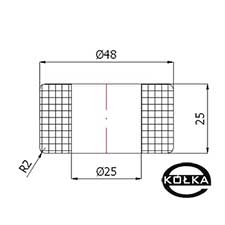 Rolka tworzywowa prosta fi. 48mm       RB-48-25/25