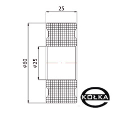 Rolka tworzywowa prosta fi. 60mm       RB-60-25/25