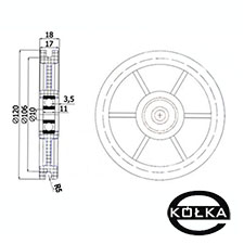 Rolka fi.120mm tworzywowa profilowana uoyskowana     C120/10