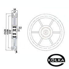 Rolka fi.120mm tworzywowa profilowana uoyskowana     C120/8