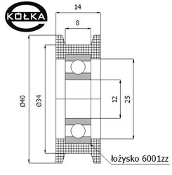 Rolka fi.40mm tworzywowa profilowana uoyskowana  C40/9/12