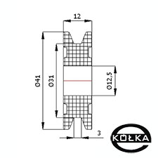 Rolka fi.41mm tworzywowa profilowana bez oyska   C41/3/12,5
