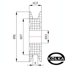 Rolka fi.51mm tworzywowa profilowana bez oyska   C51/5/12,5