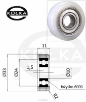 Rolka tworzywowa fi.33mm do bram uoyskowana   R-33