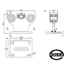 Wzek 5-rolkowy stay  do profilu 50x50x3      5MM-50E