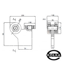 Wzek 3-rolkowy z paskownikiem do profilu 60x60x4  G-3MM-60/4E