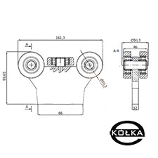 Wzek 5-rolkowy z paskownikiem do profilu 60x60x3,5  G-5MM-60E