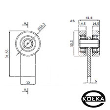 Wzek 2-rolkowy z paskownikiem do profilu 60x60x3,5    P-2M-60E